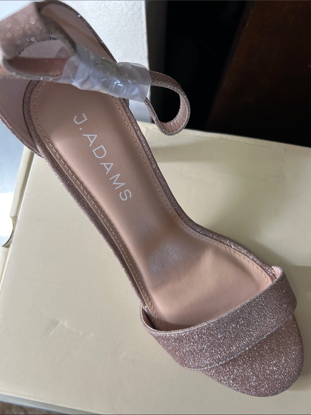 J. Adams Fine Champagne Glitter Open-Toe Ankle-Strap Heel - Picture 2 of 3